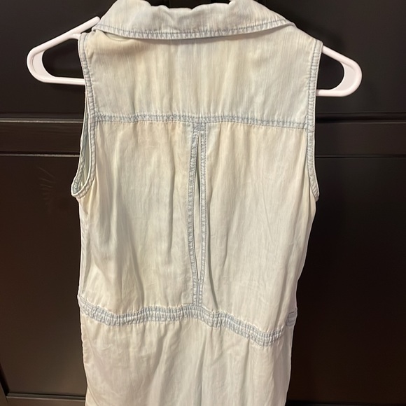 NWOT INC soft faded denim sleeveless dress with rhinestone buttons. Size 2. - Picture 6 of 6